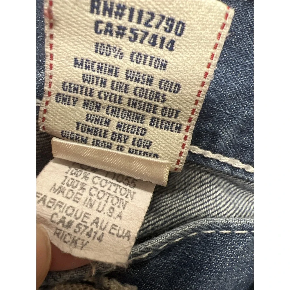 True Religion Jeans 38 X 32.5 Blue Denim Ricky Relaxed Straight Thick Stitch‎